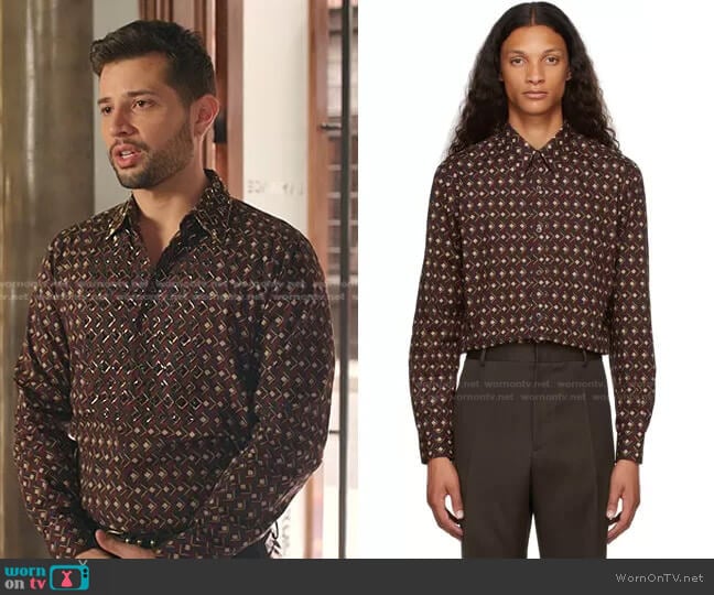 Printed Shirt by Dries Van Noten worn by Sam Flores (Rafael de la Fuente) on Dynasty