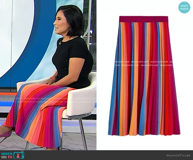 Rainbow Knit Midi Skirt by Banana Republic worn by Vicky Nguyen on Today