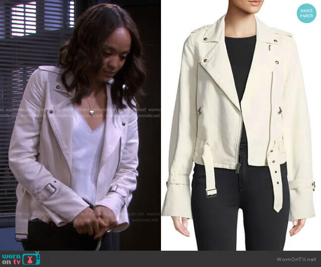 Rhoda Moto Jacket by Paige worn by Lani Price (Sal Stowers) on Days of our Lives