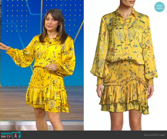 WornOnTV: Ginger’s yellow floral long sleeve dress on Good Morning ...