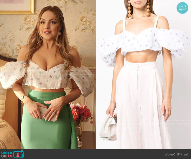 RaRa Bandeau Top by Rosie Assoulin worn by Fallon Carrington (Elizabeth Gillies) on Dynasty