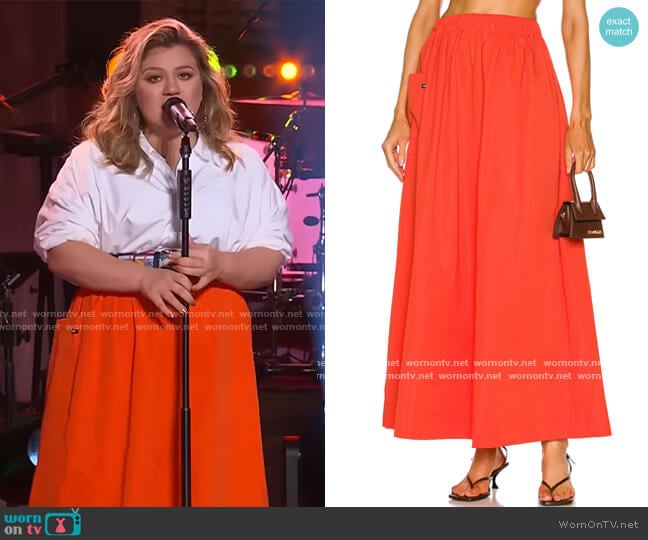 Anja Midi Skirt by Sir. worn by Kelly Clarkson on The Kelly Clarkson Show