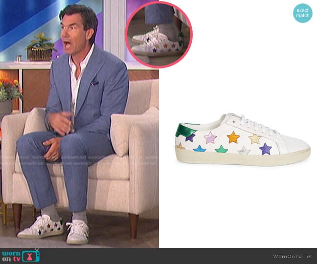 California Stars Leather Sneakers by Saint Laurent worn by Jerry O'Connell on The Talk