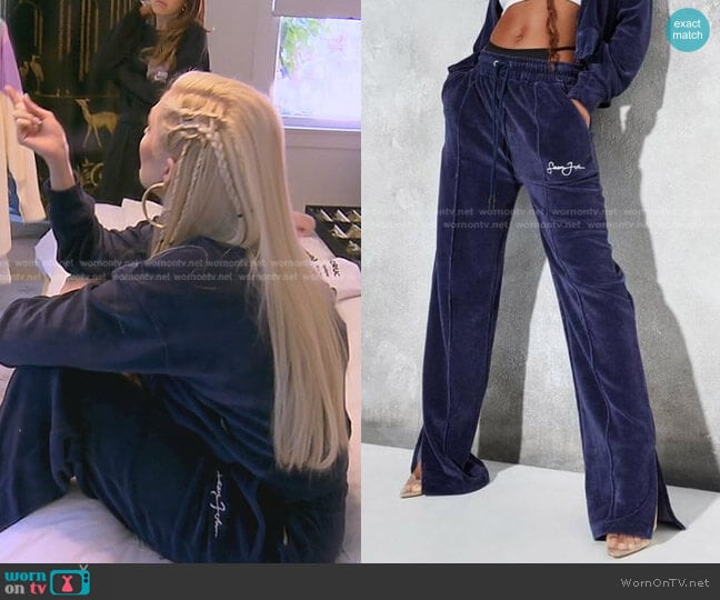 Velour Wide Leg Pants by Sean John x Missguided worn by Erika Jayne on The Real Housewives of Beverly Hills