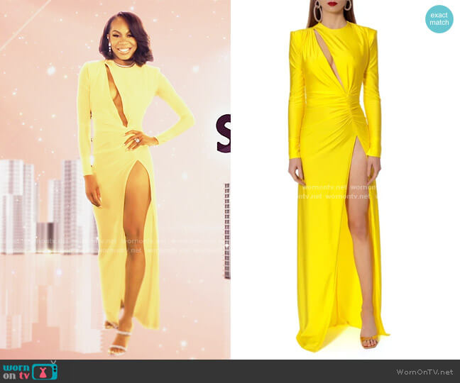 Adriana Super Yellow Dress by Aggi worn by Sanya Richards-Ross  on The Real Housewives of Atlanta
