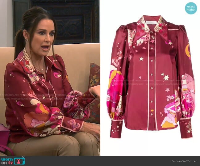 Star-Print Button-Up Shirt by Zimmermann worn by Kyle Richards on The Real Housewives of Beverly Hills