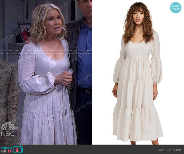 Striped Midi Rose Dress by Cinq a Sept worn by Jennifer Horton (Melissa Reeves) on Days of our Lives