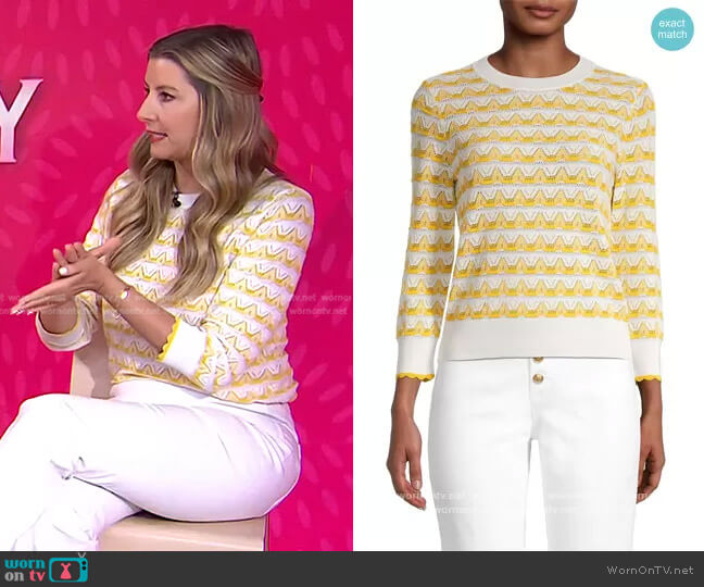 Striped Pointelle Sweater by Kate Spade worn by Sara Blakely on Today