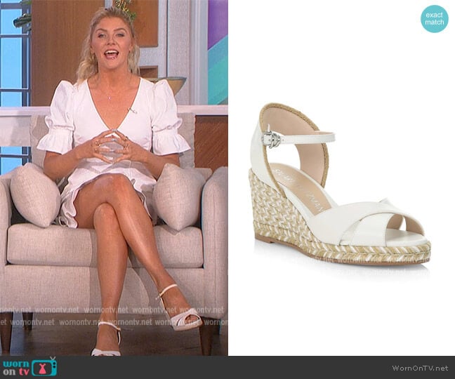 Mirela Leather Espadrille Wedge Sandals by Stuart Weitzman worn by Amanda Kloots on The Talk