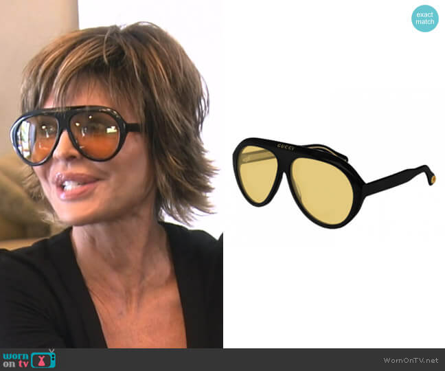 GG0479 Aviator Sunglasses by Gucci worn by Lisa Rinna  on The Real Housewives of Beverly Hills