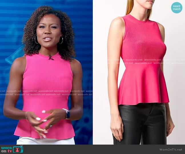 Textured Shell Blouse by Theory worn by Janai Norman on Good Morning America