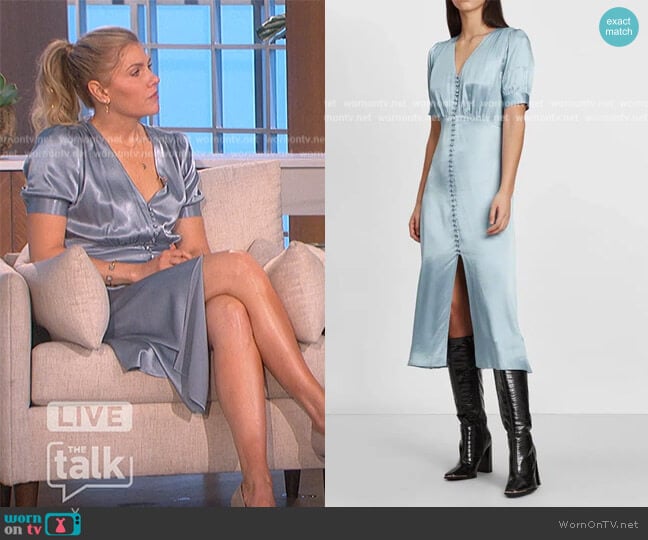 Satin Sky Long Day Dress by The Kooples worn by Amanda Kloots on The Talk