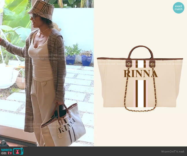The Lily Canvas Weekend Jumbo Bag by Lily and Bean worn by Lisa Rinna on The Real Housewives of Beverly Hills