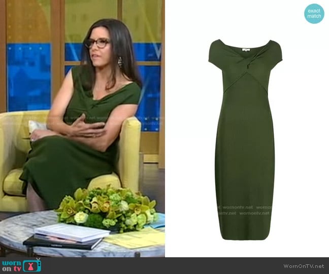 V-neck Ribbed Knitted Dress by Vince worn by Kate Gibson on GMA