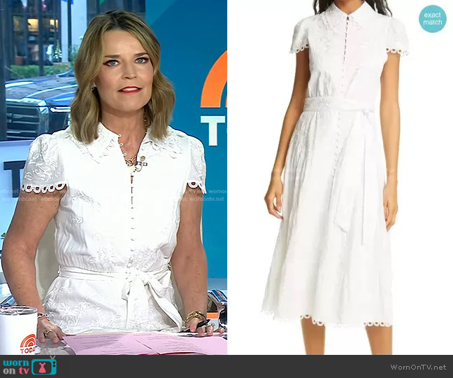 WornOnTV: Savannah’s white embroidered shirtdress on Today | Savannah ...