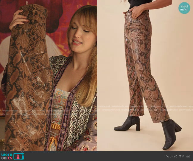 Veda 5 Pocket Leather Pant by Reformation worn by Kirby Anders (Maddison Brown) on Dynasty