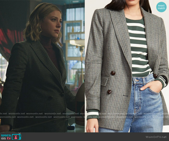 Pyle Houndstooth Dickey Jacket by Veronica Beard worn by Betty Cooper (Lili Reinhart) on Riverdale