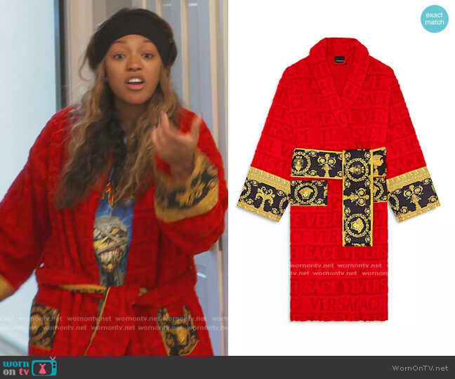 Red Baroque Robe by Versace worn by Drew Sidora on The Real Housewives of Atlanta