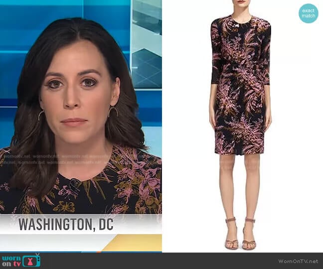 Wren Floral-Print Sheath Dress by Whistles worn by Hallie Jackson on Today