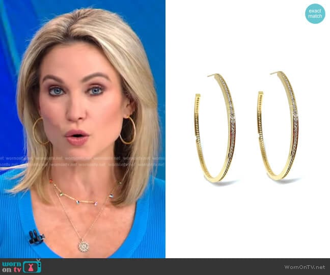 CZ Channel Set Hoops by Accessory Concierge worn by Amy Robach on Good Morning America