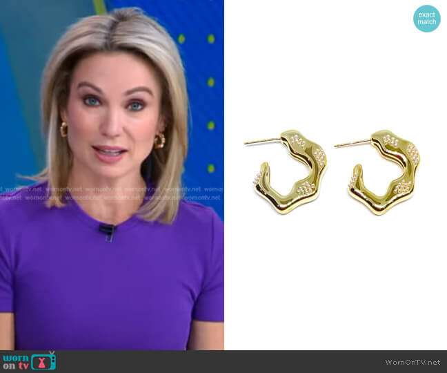 Charmer Hoops in Gold by Accessory Concierge worn by Amy Robach on Good Morning America