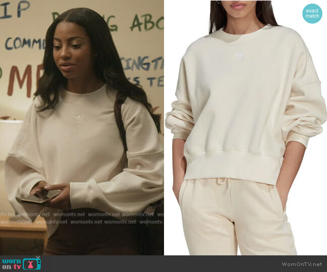 Essentials Fleece Sweatshirt by Adidas worn by Thea (Camille Hyde) on All American Homecoming
