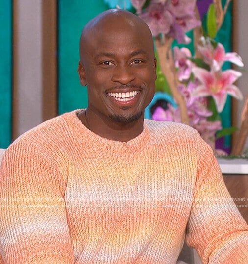 Akbar’s orange ombre knit sweater on The Talk