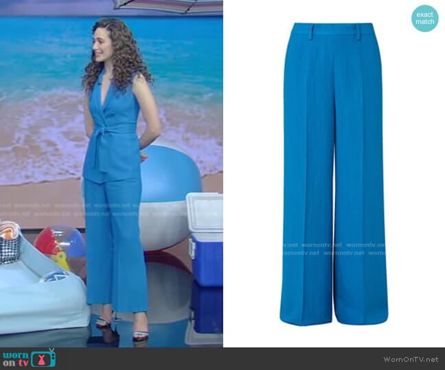 Flair Linen & Virgin Wool Crepe Pants by Akris worn by Emmy Rossum on Live with Kelly and Ryan