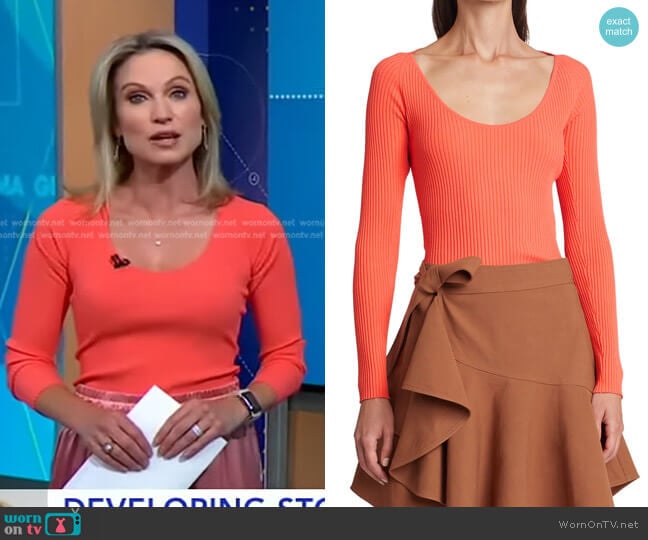 Brendan Scoopneck Top by A.L.C. worn by Amy Robach on Good Morning America