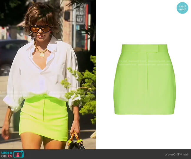 Marin Stretch-Crepe Miniskirt by Alex Perry worn by Lisa Rinna on The Real Housewives of Beverly Hills