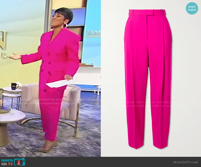 Pleated Wool Tapered Pants in Bright Pink by Alexander McQueen worn by Tamron Hall  on Tamron Hall Show