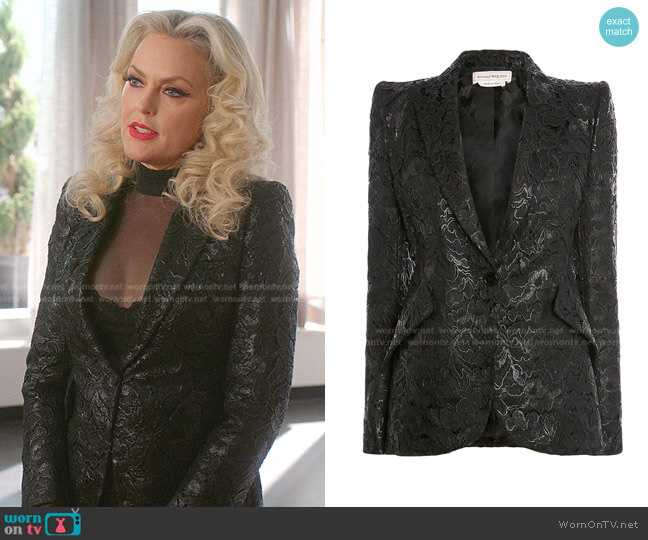 Lace Single-Breasted Blazer by Alexander McQueen worn by Alexis Carrington (Elaine Hendrix) on Dynasty