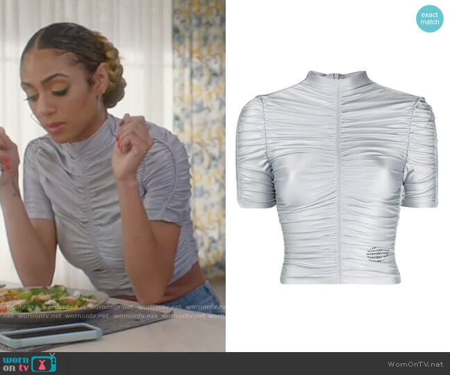 Ruched Logo Top by Alexander Wang worn by Patience (Chelsea Tavares) on All American