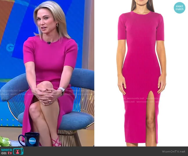 Isla RIbbed Knit Midi Dress by Alexia Admor worn by Amy Robach on Good Morning America