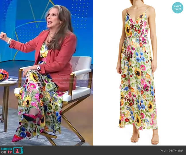 Samantha Floral Faux Wrap Dress by Alice + Olivia worn by Melissa Gilbert on GMA