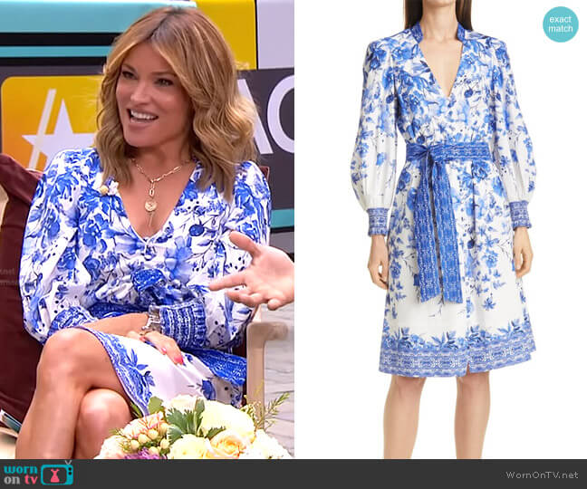 WornOnTV: Kit’s blue and white floral print dress on Access Hollywood ...