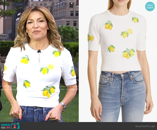 Ciara Lemon Embell Sweater by Alice + Olivia worn by Kit Hoover on Access Hollywood