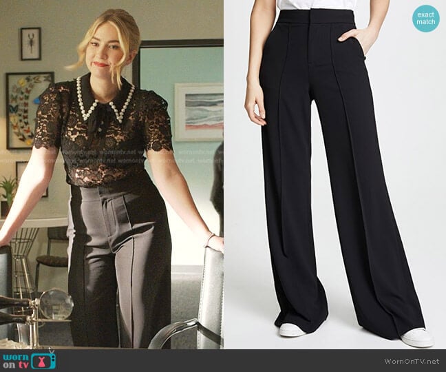 Dylan High Waisted Leg Pants by Alice + Olivia worn by Amanda Carrington (Eliza Bennett) on Dynasty