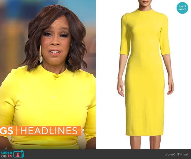 Alice + Olivia Delora Dress in Canary worn by Gayle King on CBS Mornings