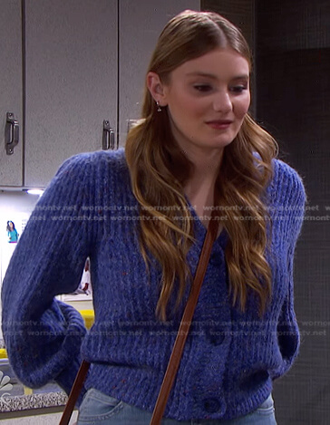 Allie’s blue ribbed cardigan on Days of our Lives