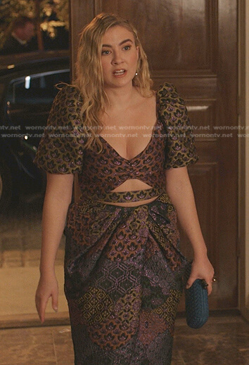 Amanda's jacquard cutout dress on Dynasty