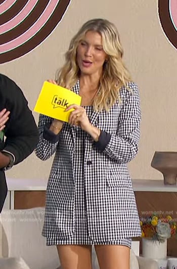 Amanda's gingham check blazer and dress on The Talk