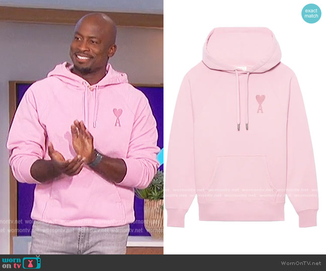 Ami de Coeur Organic Cotton Hoodie by Ami Paris worn by Akbar Gbajabiamila on The Talk