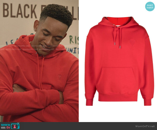 Embroidered Logo Hoodie by AMI Paris worn by Damon (Peyton Alex Smith) on All American Homecoming