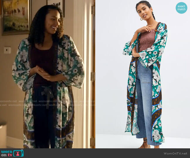 Anthropologie bl-nk Floral Cover-Up Kimono worn by Cassie Dewell (Kylie Bunbury) on Big Sky