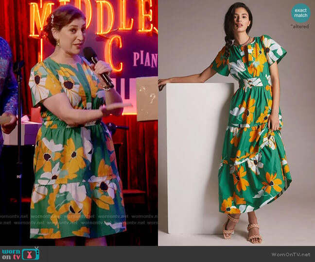 Anthropologie The Somerset Maxi Dress in Kelly worn by Kat Silver (Mayim Bialik) on Call Me Kat