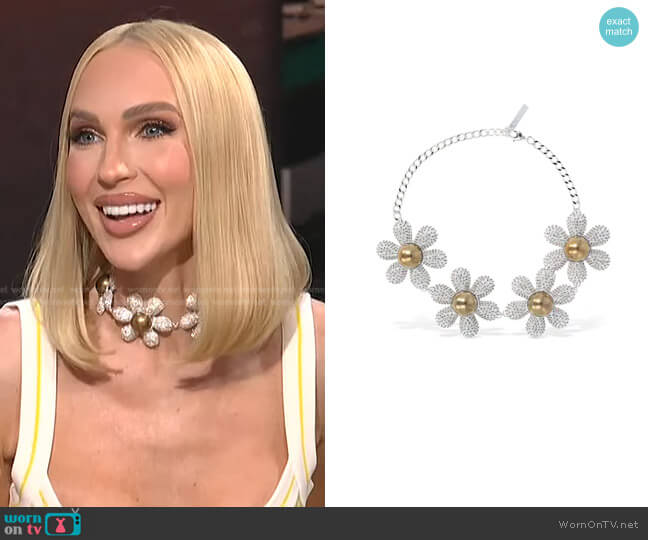 Crystal Flower Necklace by Area worn by Christine Quinn on E! News Daily Pop