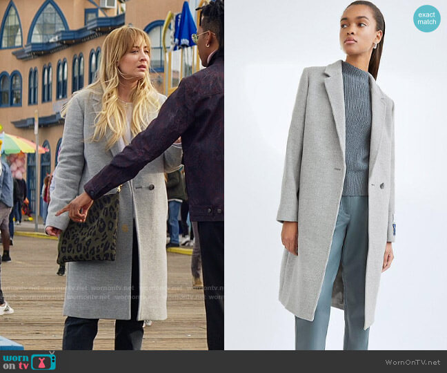 Babaton The New Stedman Coat worn by Cassie Bowden (Kaley Cuoco) on The Flight Attendant