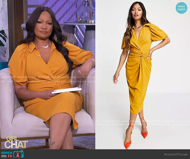 Shirt Knot Wrap Dress by ASOS worn by Garcelle Beauvais on The Real