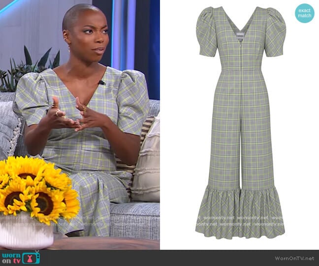 Kitty Jumpsuit by Autumn Adeigbo worn by Sasheer Zamata on The Kelly Clarkson Show